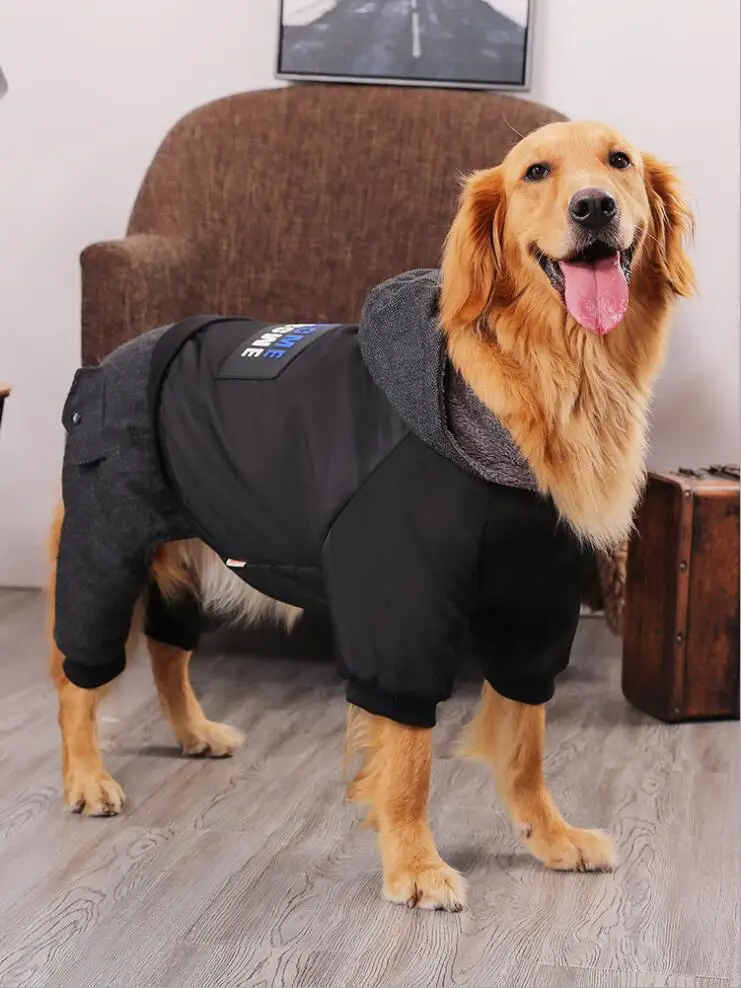 Зимний комбинезон для больших собак черный красивый рабочая одежда пород 3XL 4XL 5XL
