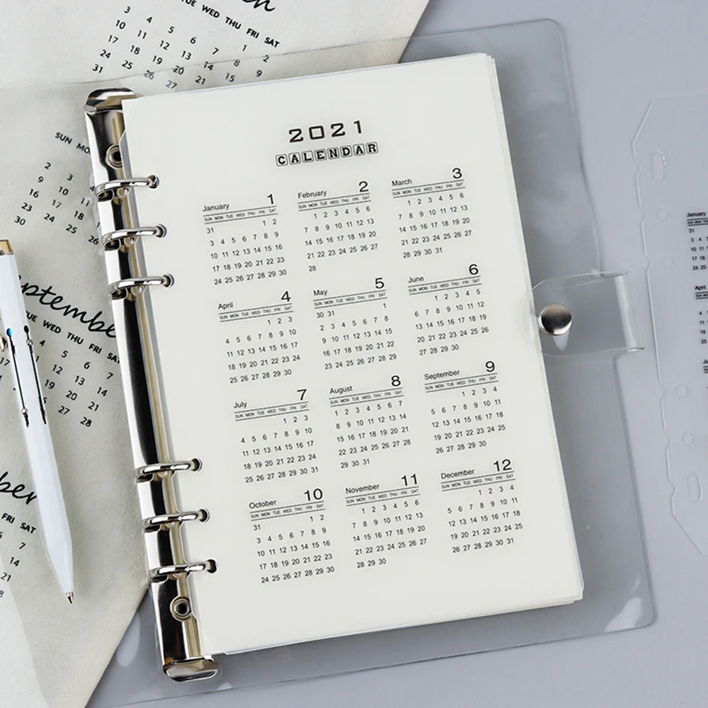 

2021 Calendar PP Divider A5 A6 Loose Leaf Notebook Planner Index Sheet Binder Category Planner Filofax Inner Clip