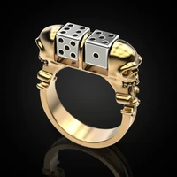 foydjew creative skull dice rings european american punk style spinner skull gold color ring stainless steel jewelry