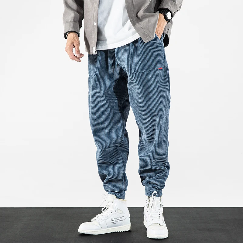 

Autumn Newly Fashion Designer Men Jeans Loose Fit Casual Corduroy Cargo Pants Streetwear Hip Hop Joggers Wide Leg Baggy Trousers