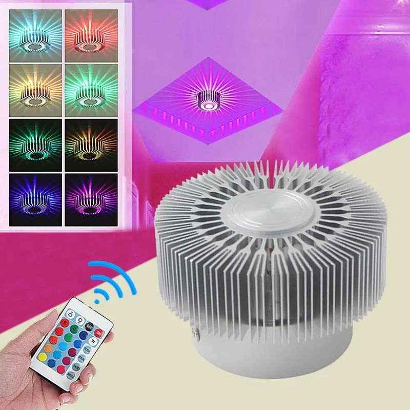 

RGB Indoor Led Wall Lamp Wireless Creative Aluminum Sconce Wall Light RGB Corridor Wall Lamp For Club Home Party Effect Lights