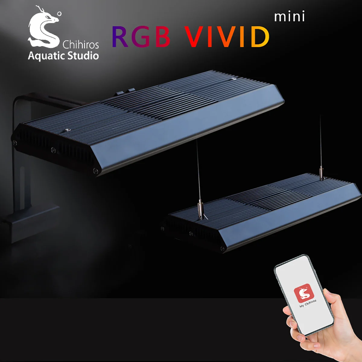 Chihiros-MINI luz LED RGB para acuario, sistema de iluminaci&oacute;n inteligente con Bluetooth, Control por aplicaci&oacute;n, para plantas y agua, VIVID II-0