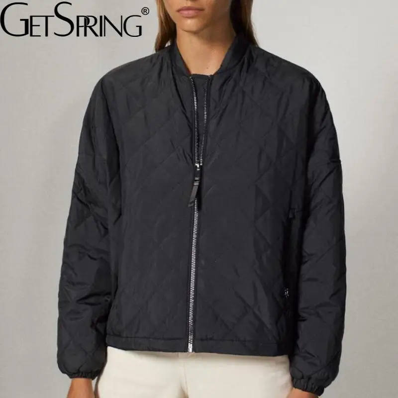 

Getspring женские парки, черные короткие пальто и куртки, зимние универсальные повседневные винтажные парки, пальто, осенняя женская одежда