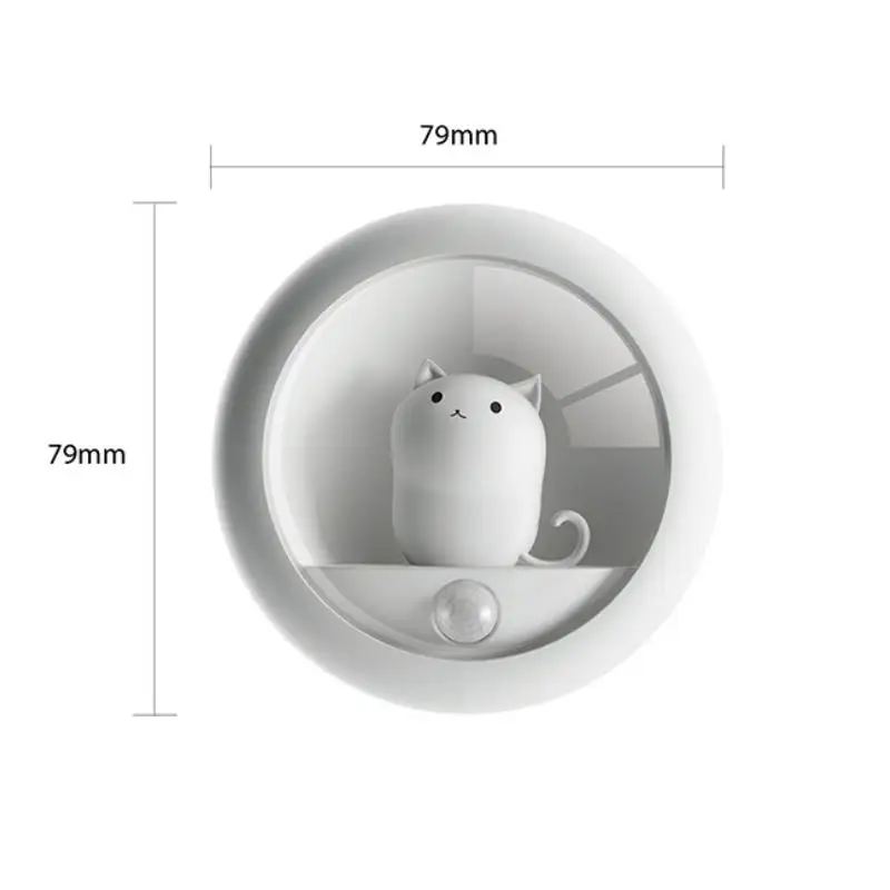 

Night Light Cute Kitty Lamp In Wall Wardrobe Cat Night Light Gift Decoration Lamp Children Bedside Led Motion Sensor Stair Light
