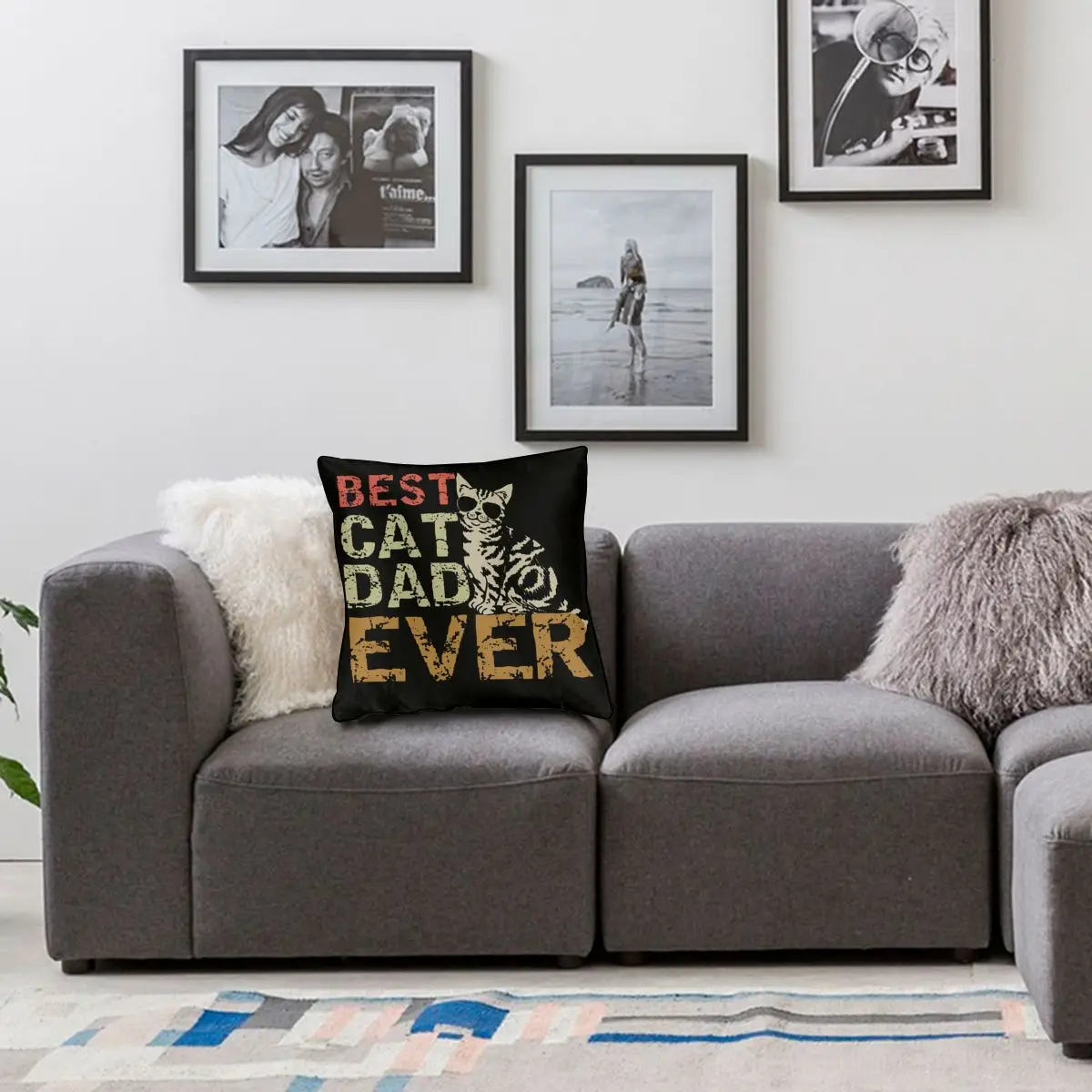 

Best Cat Dad Ever Square Pillow Case Polyester Decorative Pillow Funny Father Daddy Gift Custom Pillowcase