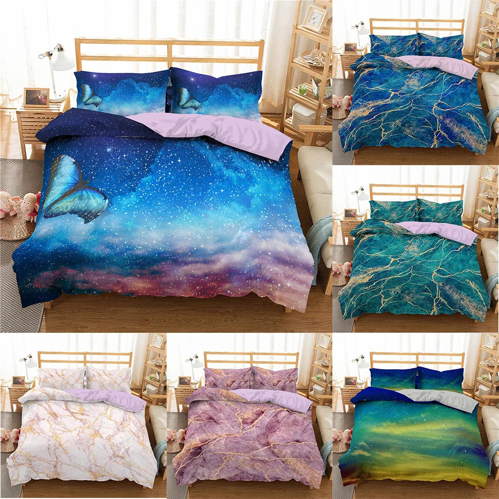 

Starry Sky Marble 3D Printed Bedding Set Beautiful Fantasy Modern Duvet Cover with Pillowcase Quilt Cover Set Queen King Size