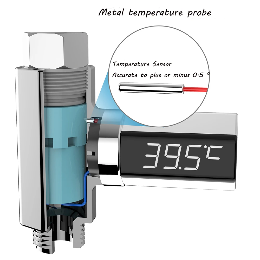 

2020 Led Display Water Shower Thermometer LED Display Home Water Shower Thermometer Flow Water Temperture Monitor