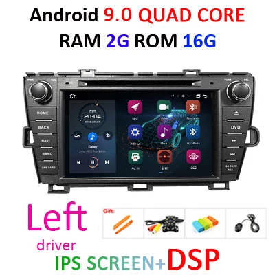 DSP 4G 64G Android 9,0 ips экран автомобиля радио gps для Toyota Prius 2009-2013 dvd-плеер Навигация стерео Мультимедийный блок - Цвет: 9.0 2G 16G DSP Left