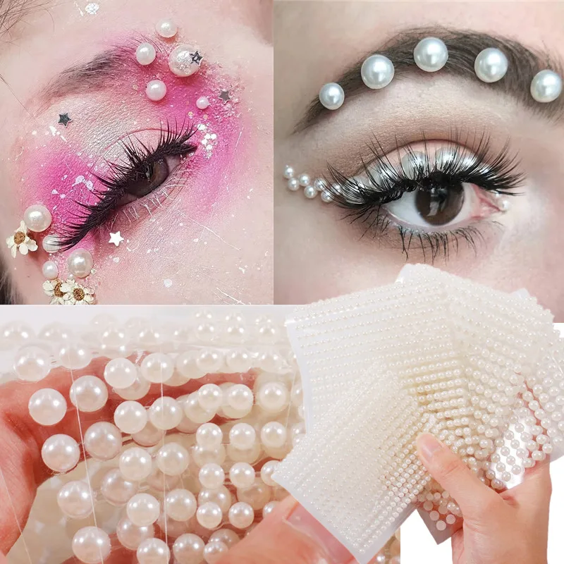 

3D Pearl Crystal Sticker Tattoo DIY Body Brown Center Eye Sticker Forehead Face Rhinestone Sticker Adhesive Sticker Diamond