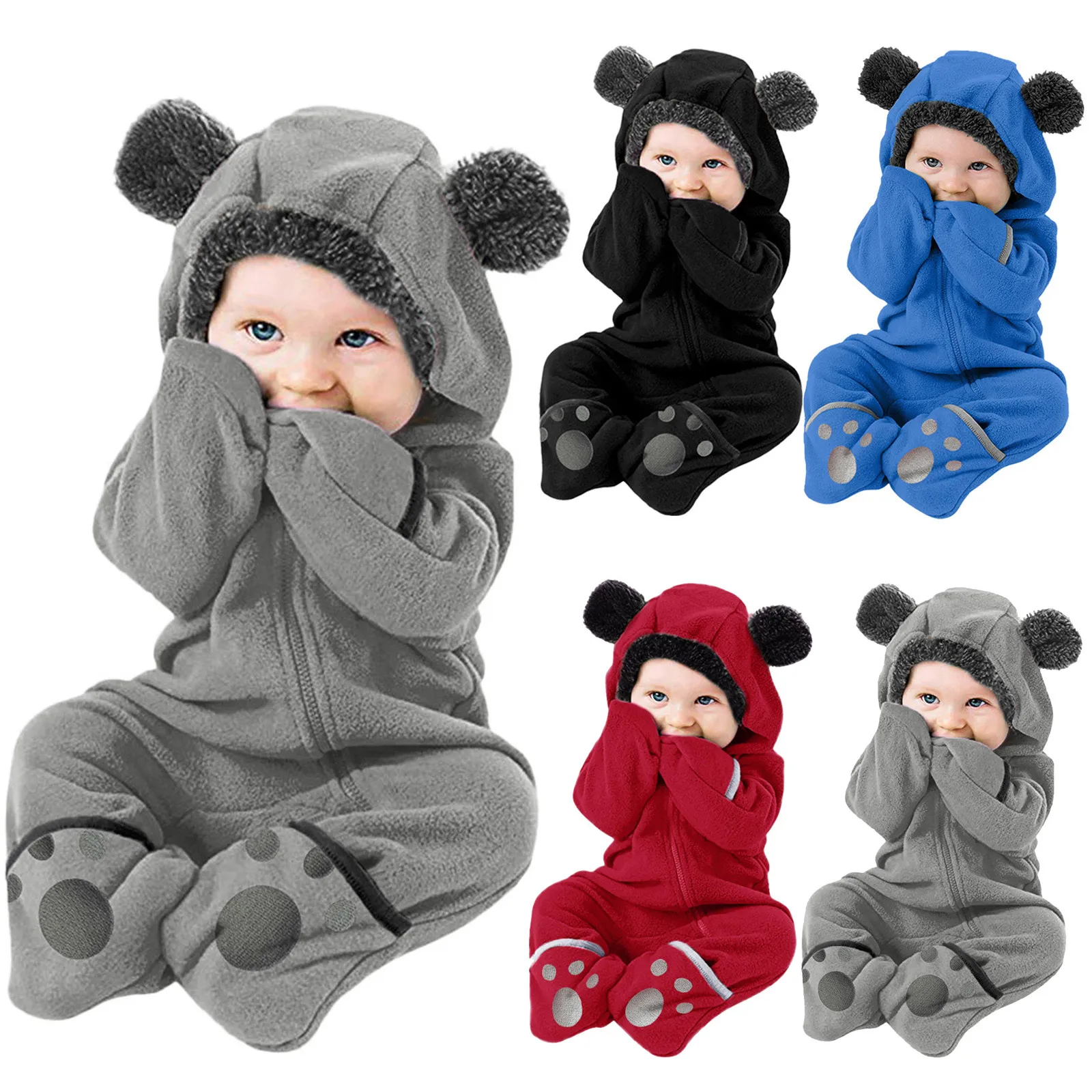 

Winter Baby Romper For Baby Boy Girl Newborn Fleece Warm Clothes Infant Solid Cute Cartoon Jumpsuit Overall Snow Wear 0-2Y