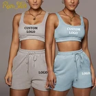 RunStar изготовленным на заказ логосом, летний спортивный костюм для женщин Йога Комплект Одежда для спортзала бюстгальтер с шорты для бега спортивные короткие фитнес-костюм для девочек