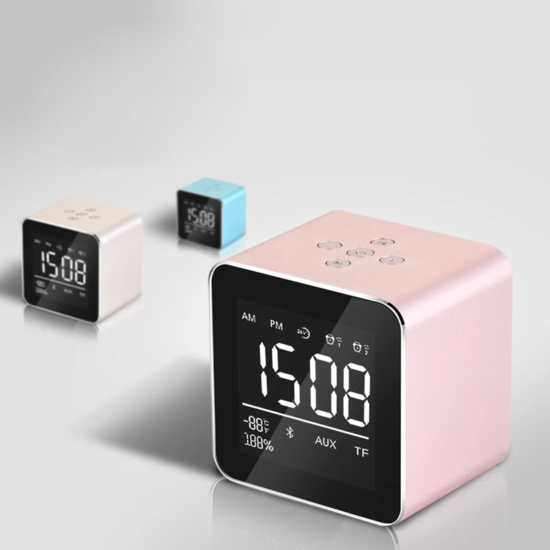 Мини Bluetooth колонка с квадратным зеркалом Многофункциональный Будильник tf карта