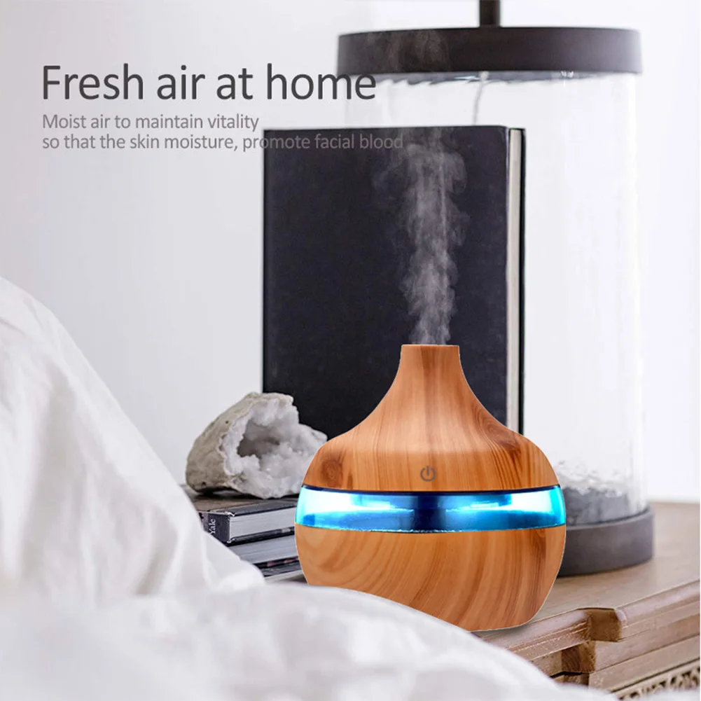 

Electric Humidifier Essential Aroma Oil Diffuser Ultrasonic Wood Grain Air Humidifier USB Mini Mist Maker LED Light for House