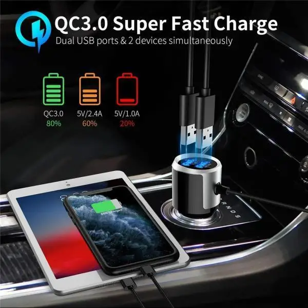 

Hands-free Bluetooth Fm Transmitter Wireless Radio Adapter Car Kit Mp3 Player