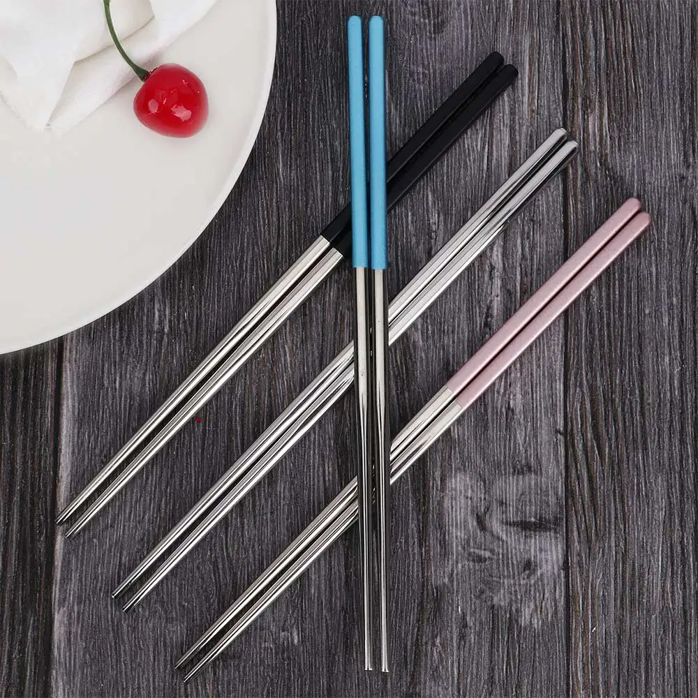3Pcs Stainless Steel Chopsticks Spoon Fork Tableware Set Portable Gift Box Adult School Travel Picnic Wheat Straw Cutlery Set