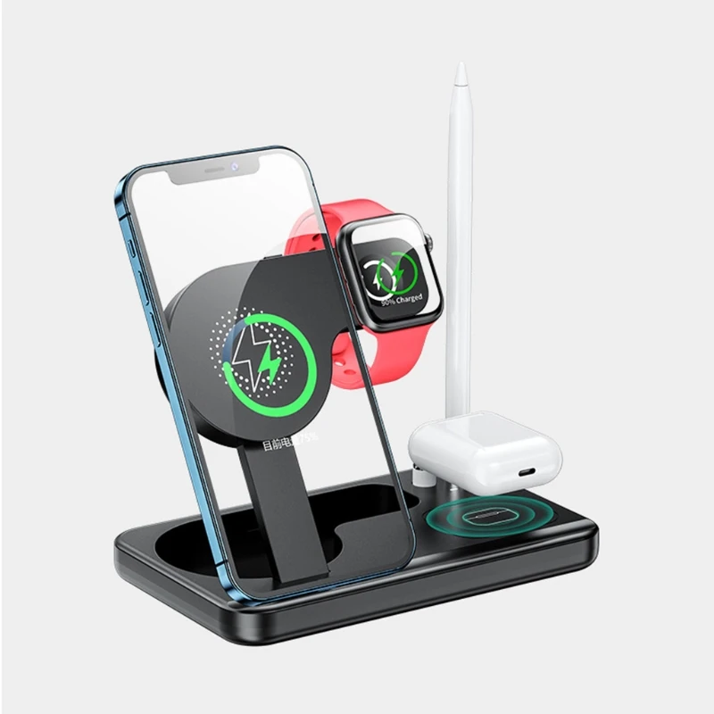 

4 in 1 Wireless Charger Home Office Vehicle Fast Wireless Charging Equipment with Foldable Bracket