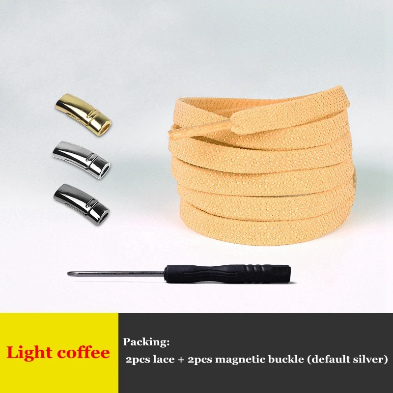 Light coffee 1 пара магнитных шнурков, эластичные фиксирующие шнурки, креативные, быстро не завязываются, шнурки для обуви, для детей, взрослых, унисекс, кроссовки, шнурки для обуви - Цвет: Light coffee