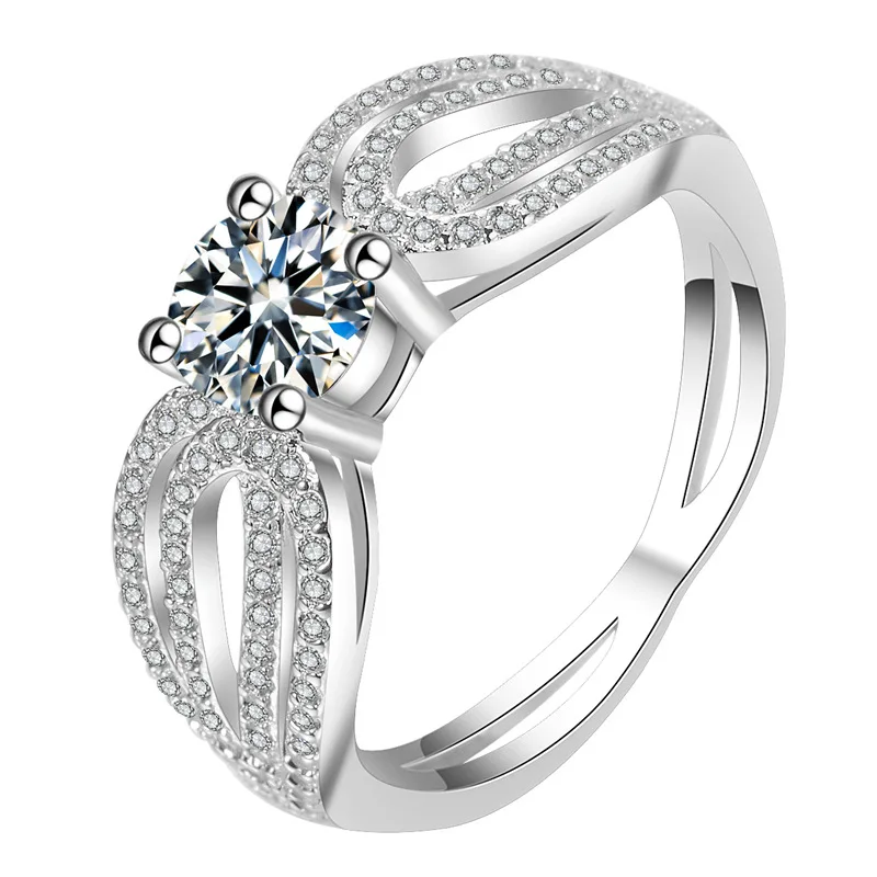 

HOYON Luxury Fashion 14k White Gold Color Simulation Diamond Ring For Women AAA Zircon Diamond Gemstone Ring Fine Jewelry Gifts