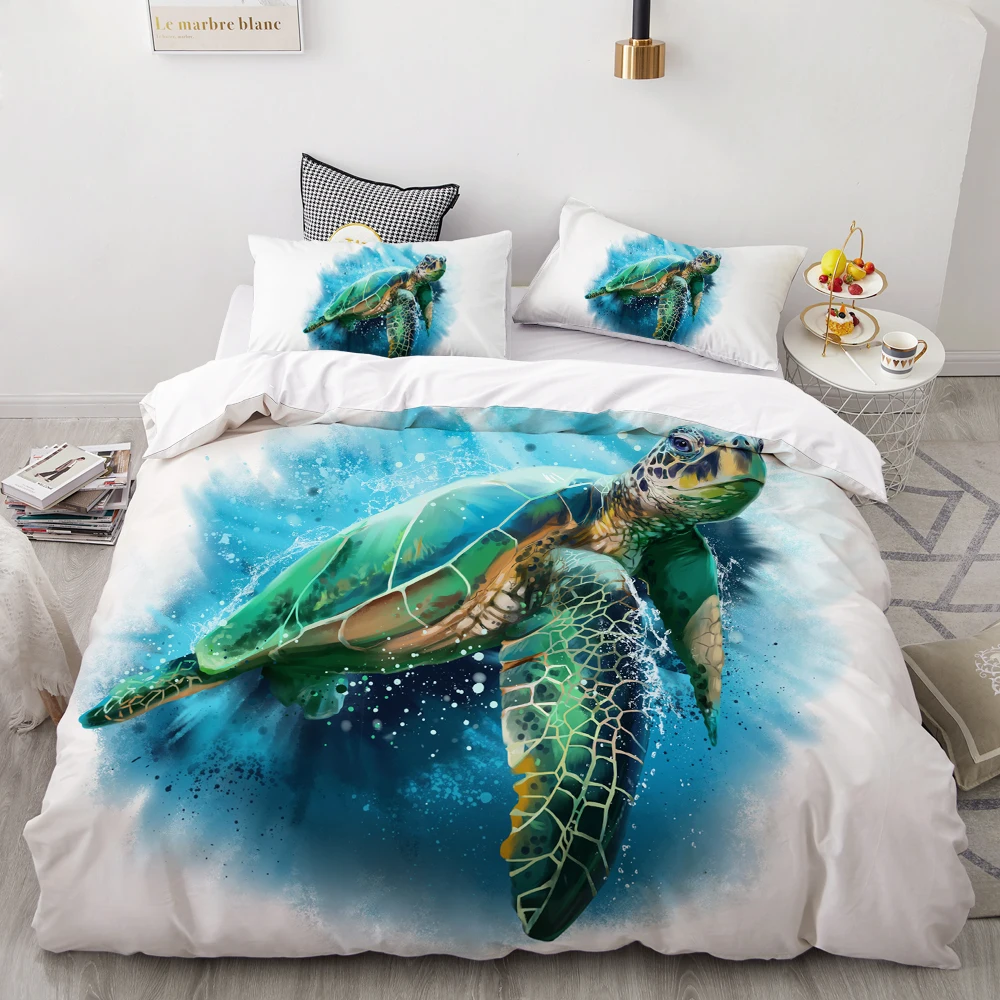 Turtle 3D роскошный комплект постельного белья на заказ/King/Europe/USA, набор пододеяльников, одеяло/одеяло, набор постельного белья, морская черепаха, Прямая поставка - Цвет: Turtle