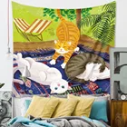 Гобелен с мультяшным милым котом, Настенный декор для детской комнаты, декор для стен в стиле хиппи, красочные ковры с животными, подвесная ткань