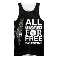 ifpd black tank top 3d free palestine print war and peace summer mens clothing sleeveless vest casual streetwear oversized 6xl
