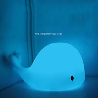 table lamp whale silicone pat light touch dormitory bedroom bedside decompression change color creative night lampe de chevet