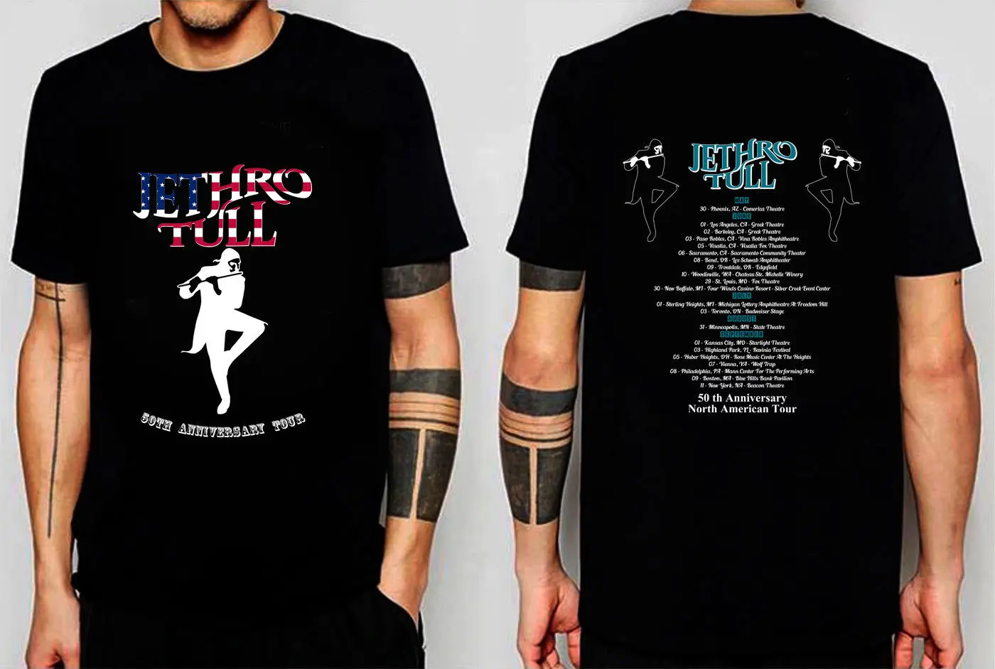 

New Jethro Tull 2018 50th Anniversary Tour Concert Black T-Shirt Size S To 3XL Funny Clothing Casual Short Sleeve T Shirts