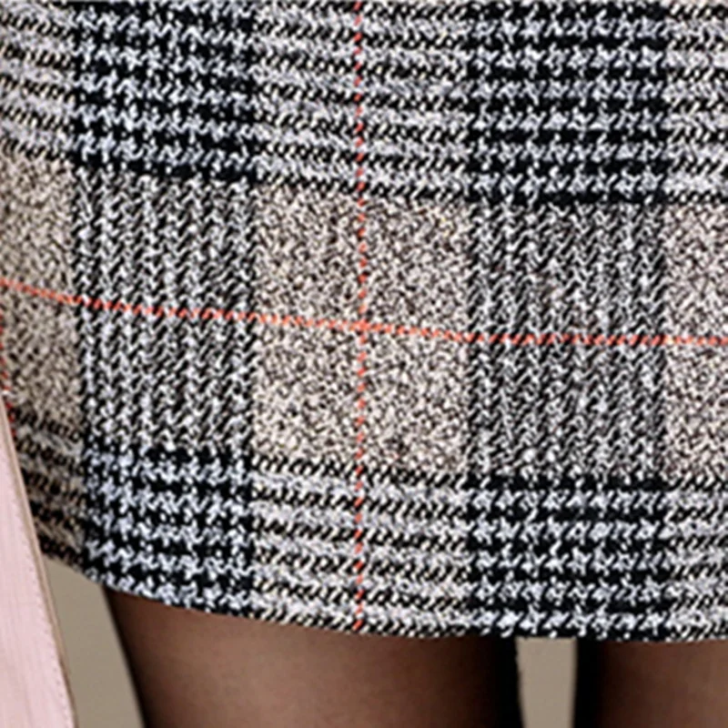 

Women Winter 2021 Wool New Blends Casual Jacket Plaid Trench Coat Elegant Slim Thick Outerwear Cardigan Female Cashmere Overcoat