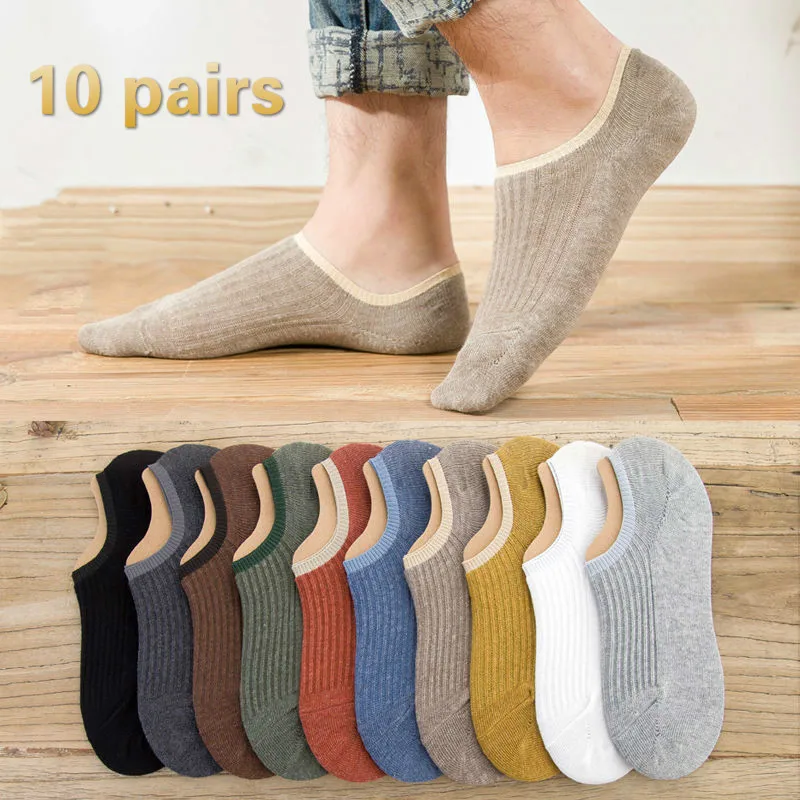 

Men Invisible Short Socks Men's Cotton Shallow Thin Boat Socks Summer Deodorant Sweat-absorbing No Show Socks