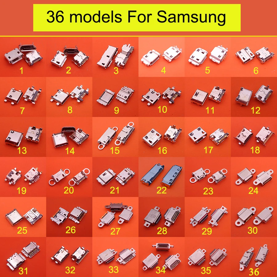 36 моделей 360 шт. зарядный порт для Samsung Galaxy J1 J3 S3 Note 4 5 8 9 S6 S7 S8 S9 S10 разъем Micro USB|Шлейфы
