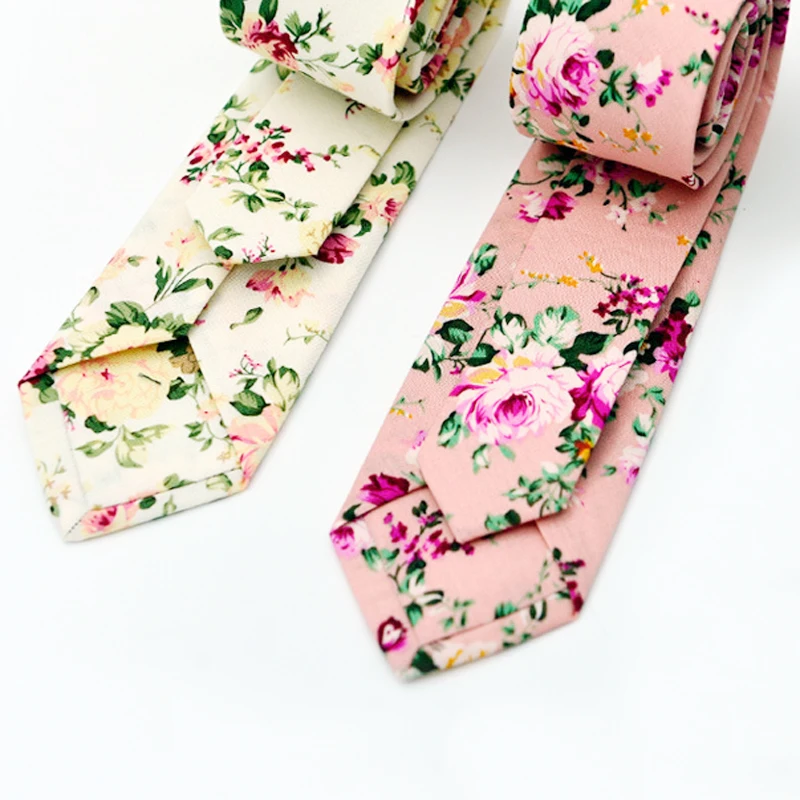 

Vintage Floral Men Cotton Tie Wedding Groom Necktie Handmade Casual Fashion Gentleman Style Printed Cravat Neckwear