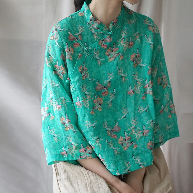 Женские топы 2019 летняя одежда обычные три четверти рукав винтажный принт