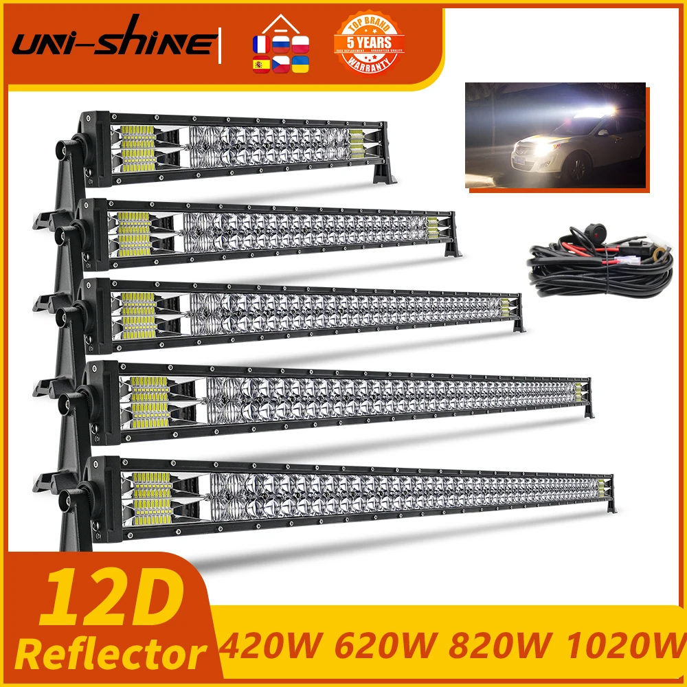 

UNI-SHINE 22'' 32" 42" 50" 52" Led Light Bar Dual Row 420W 620W 820W 980W 1020W Combo Led Driving Work Light for Offroad Car 4x4
