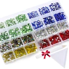 Стразы декоративные с бриллиантами AB, 1250, 6 коробокнабор, SS4-SS20 шт.