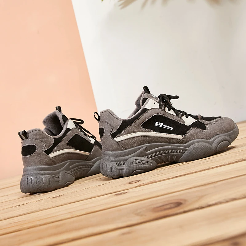 Fujin/зимние женские кроссовки на толстой подошве с перекрестной шнуровкой