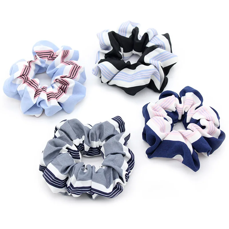 Fashion Simple Elastic Hair Bands Toothpick Wrinkle Scrunchie Ponytail Ring Two-tone Stripes Headwear |