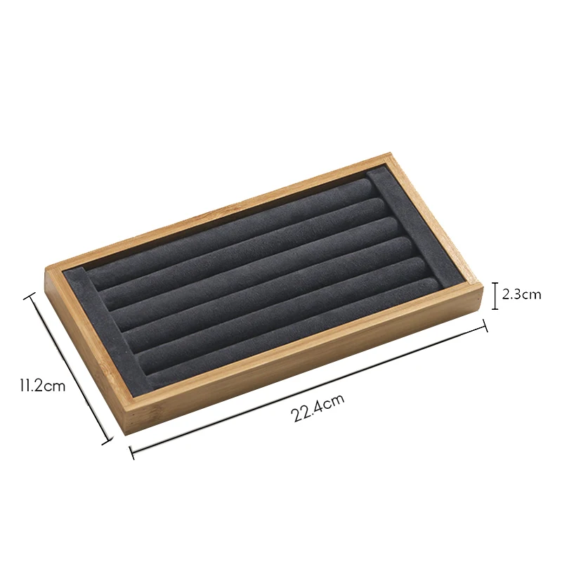 

4Pcs Bamboo Wood Jewelry Pallet Ring Necklace Pendant Bracelet Earring Jewelry Storage Box Display Props Gray
