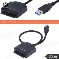 usb 3 0 male to sata 2 5 22 pin hard disk driver convertor adapterpower dc 3 5 female cable