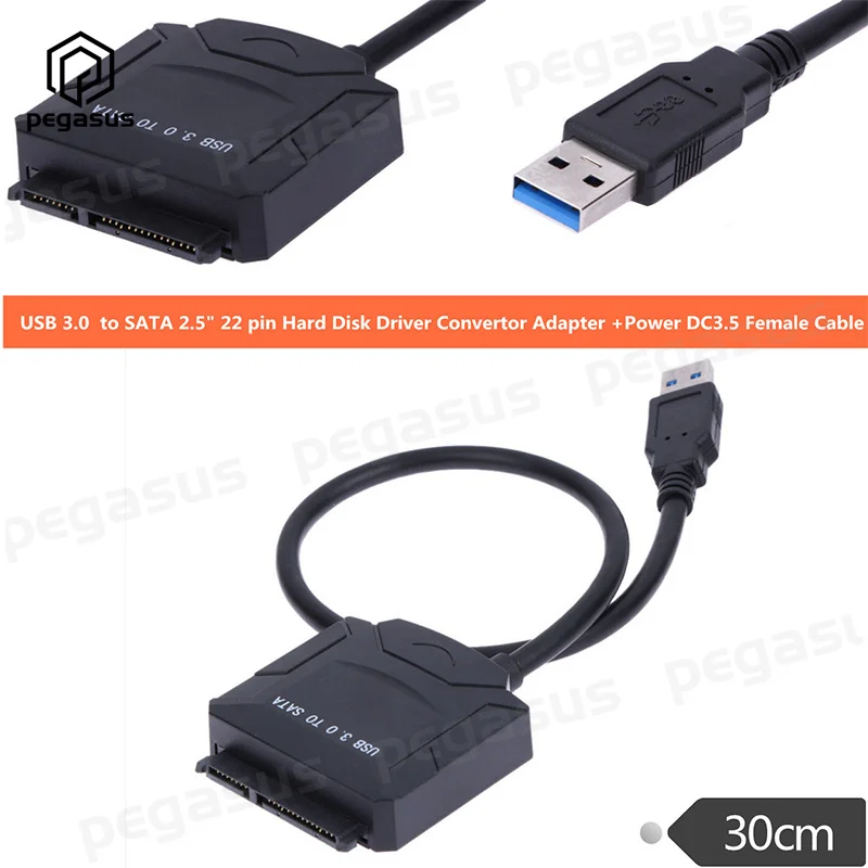 Переходник с USB 3 0 штекер на SATA 2 5 &quot22-контактный жесткий диск Драйвер адаптер +