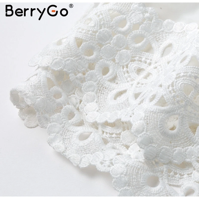 BerryGo элегантное осенне-зимнее белое платье женское винтажное кружевное платье в горошек женское шифоновое короткое платье с длинным рукавом vestidos