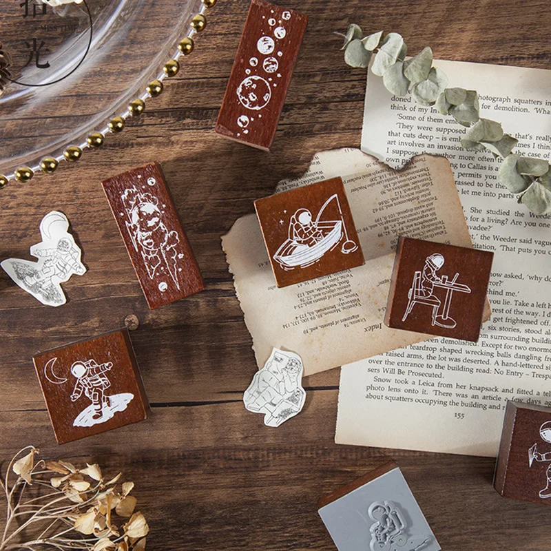 Космический костюм роуминг штамп DIY деревянные и резиновые штампы для