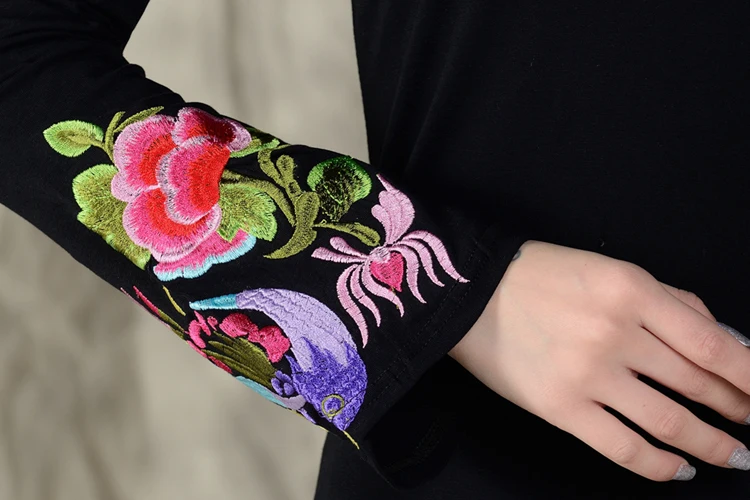 Рубашка в китайском стиле Женская 2019 Весенняя Этническая черная белая блузка с