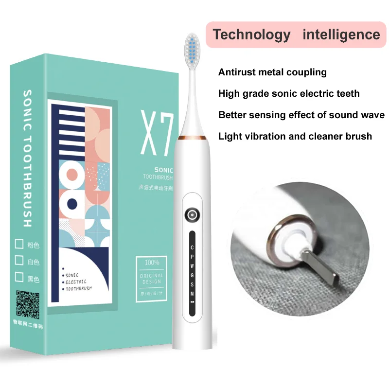 

gollinio Sonic Electric Toothbrush Adult Timer Brush 5 Mode USB Charger Rechargeable Tooth Brushes Replacement Heads Set GL19A
