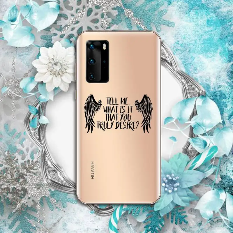

TV Degenerate angel Lucifer white Phone Case Transparent for huawei honor P 40 30 20 lite Pro 10 i 8 9 x p smart 2019