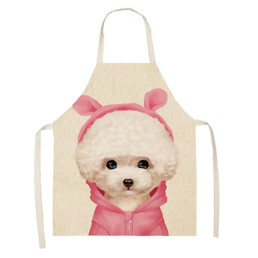 Кухонный Фартук с милым мультяшным рисунком собаки хлопковые льняные фартуки