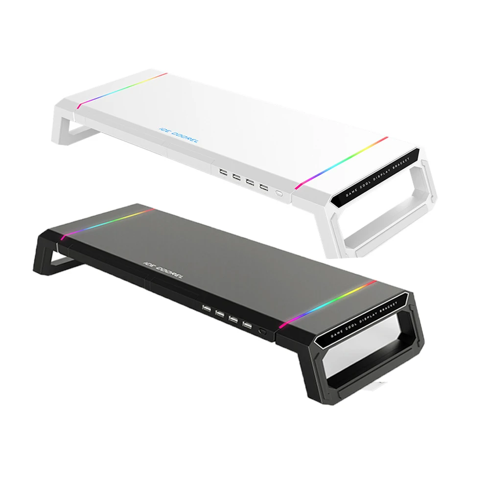 

Подставка для монитора с RGB-подсветкой, 4 порта, USB 3,0