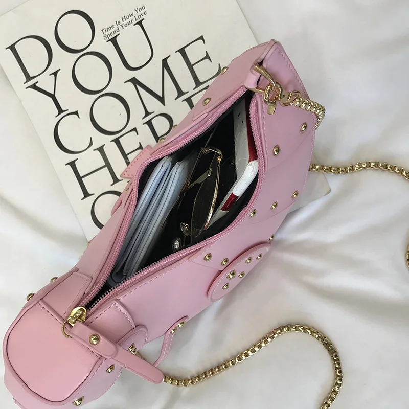 

Women 3D Cartoon Animal Shoulder Crossbody Bags Small Rivets Chain Handbags Ladies Dinosaur Pu Leather Messenger Bag 2021 New