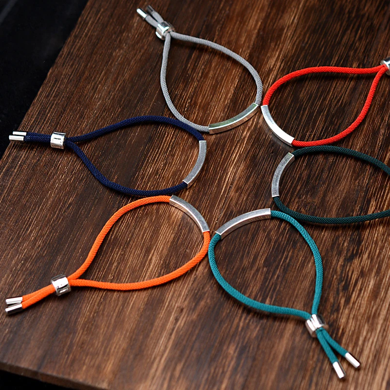 Мужской/женский плетеный браслет ручной работы серебро 925 пробы 6 цветов на