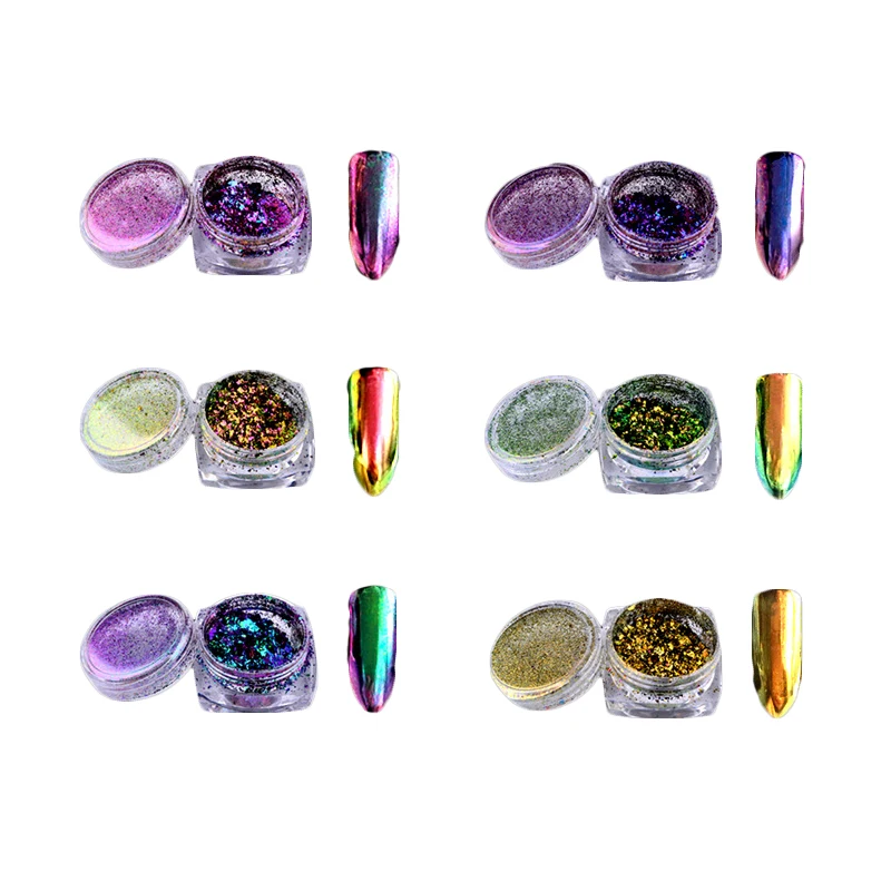 Голографический Хамелеон Аврора ногтей хромовый пигмент блески для украшения