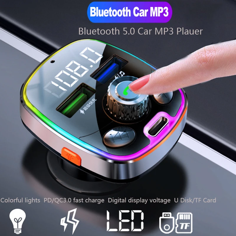 

Mp3 плеер для автомобиля с функцией быстрой зарядки, Bluetooth 5,0, FM-передатчик, громкая связь, автомобильный комплект модулятора, TF U-диск, автомоб...